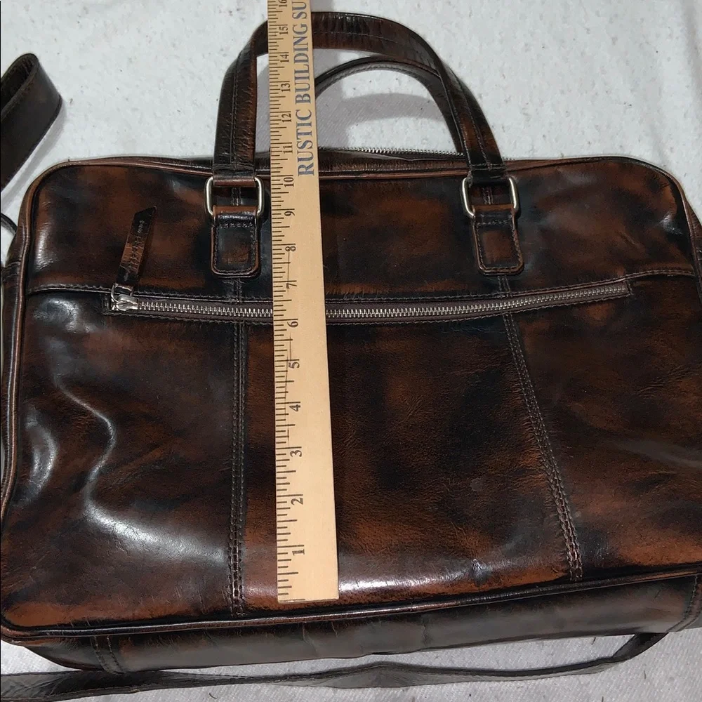 HX London Woven Brown Leather Messenger laptop Bag with Shoulder Strap